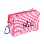 181024 - PINK/WHITE GINGHAM COIN  POUCH OR COSMETIC/MAKEUP BAG